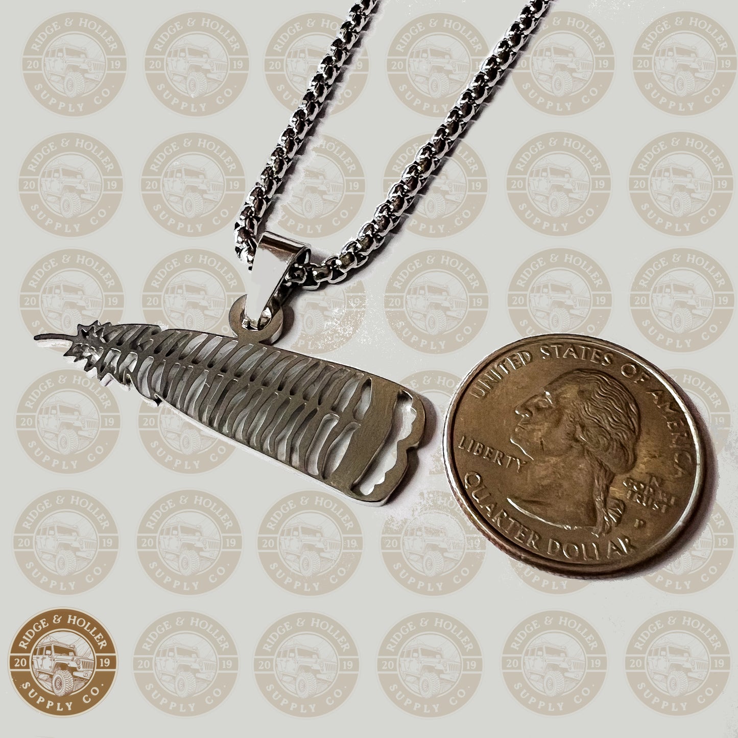 Turkey Feather- Stainless Steel Necklace and Pendant